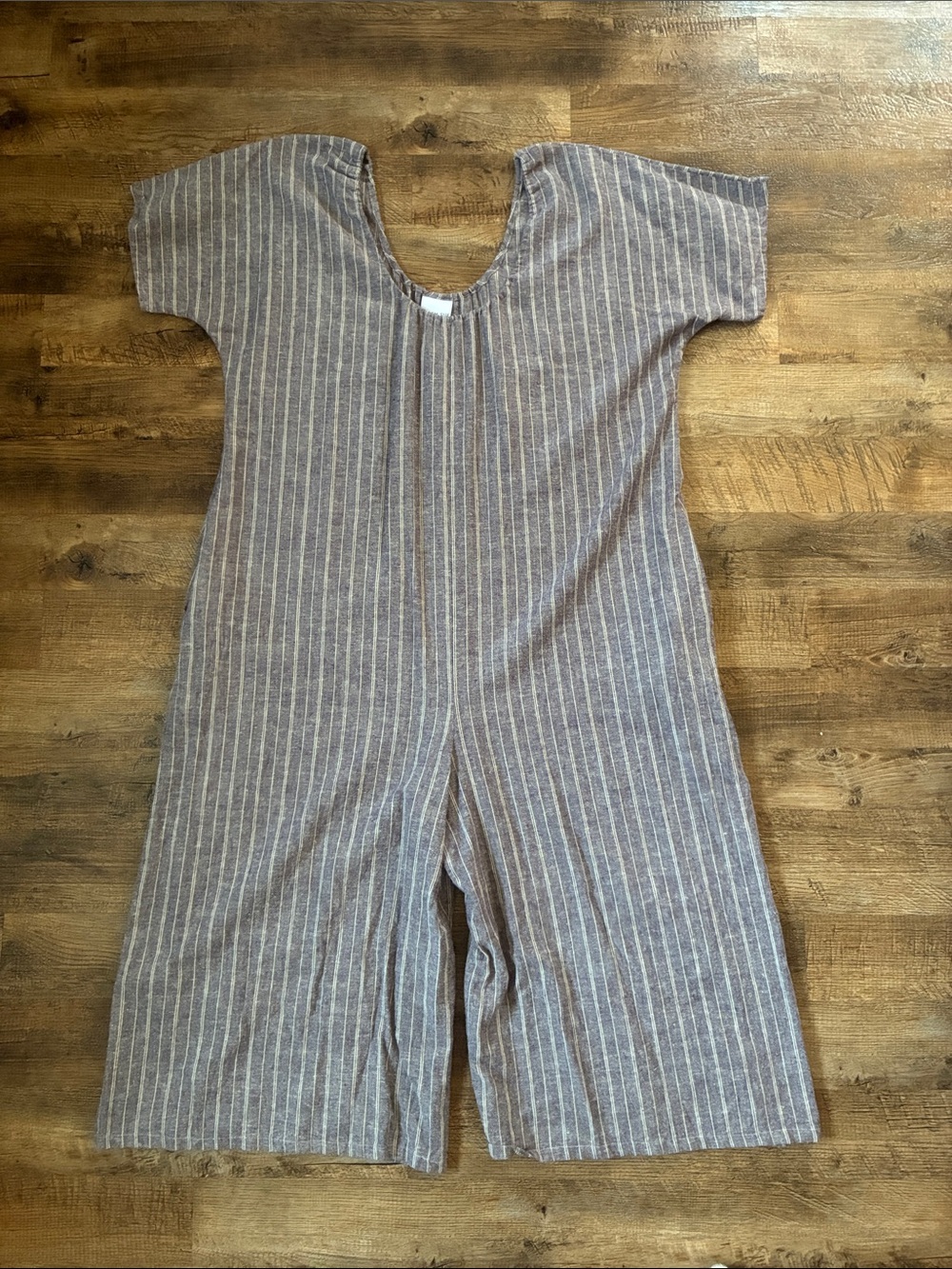 Sarah Sue Striped Wide-Leg Jumpsuit Romper, Cotton & Hemp Blend.